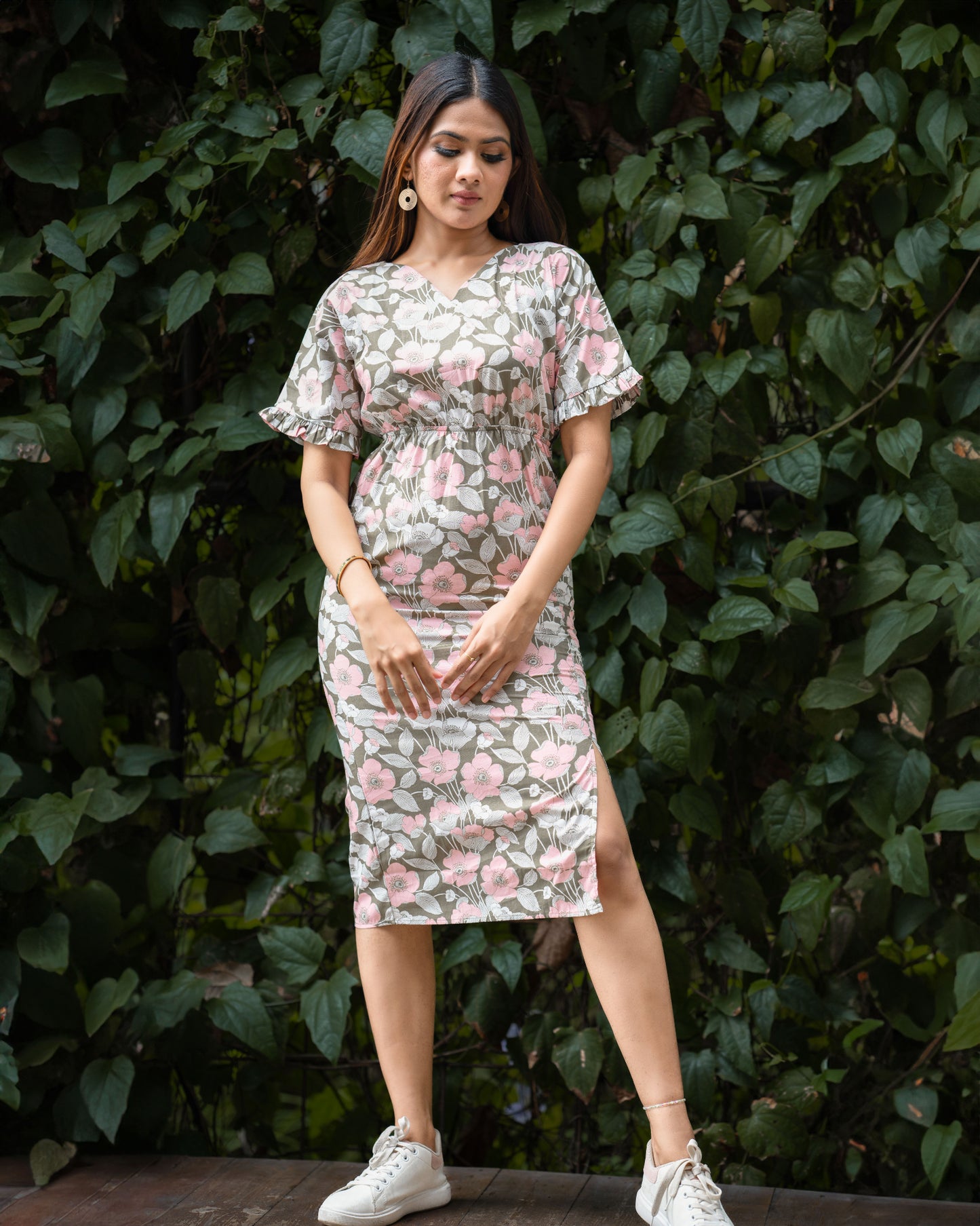 Back Bow Floral Midi Dress - Yarn & Darn