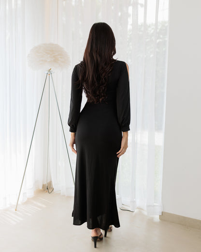 Front Knot Long Sleeve Dress