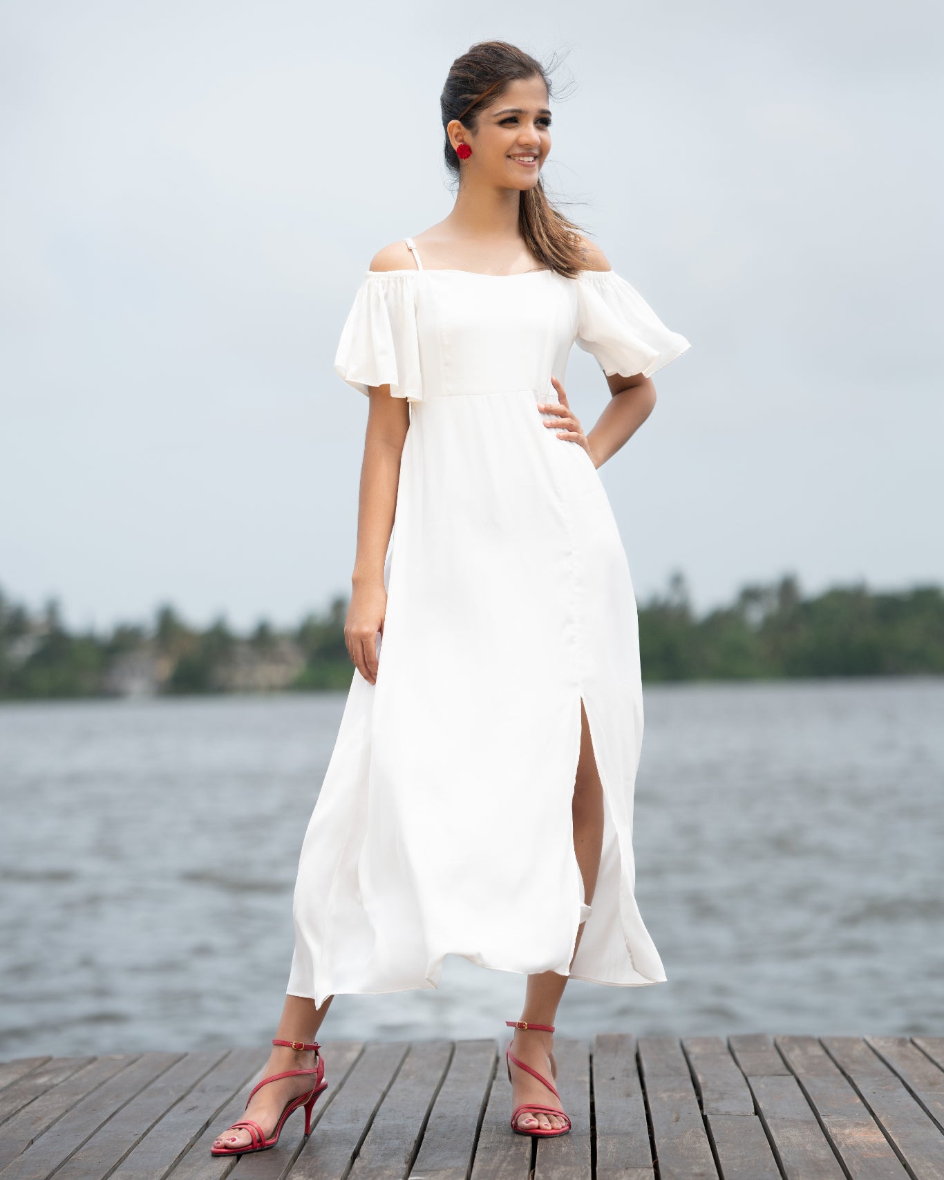 Off Shoulder Side Slit Dress