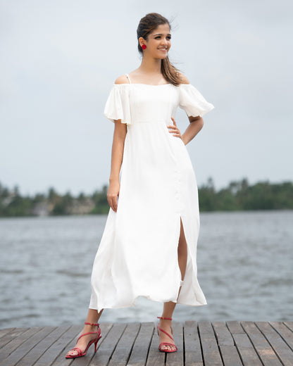 Off Shoulder Side Slit Dress