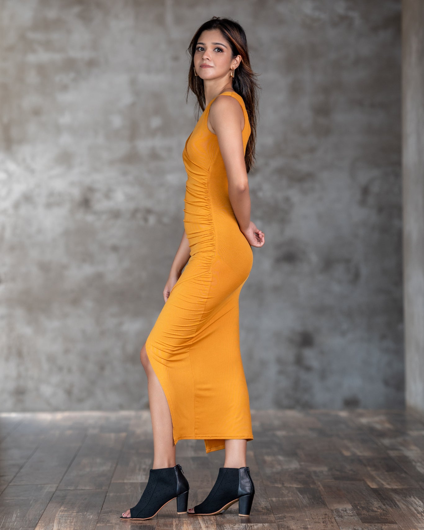 Surplice Neck Maxi Bodycon Dress