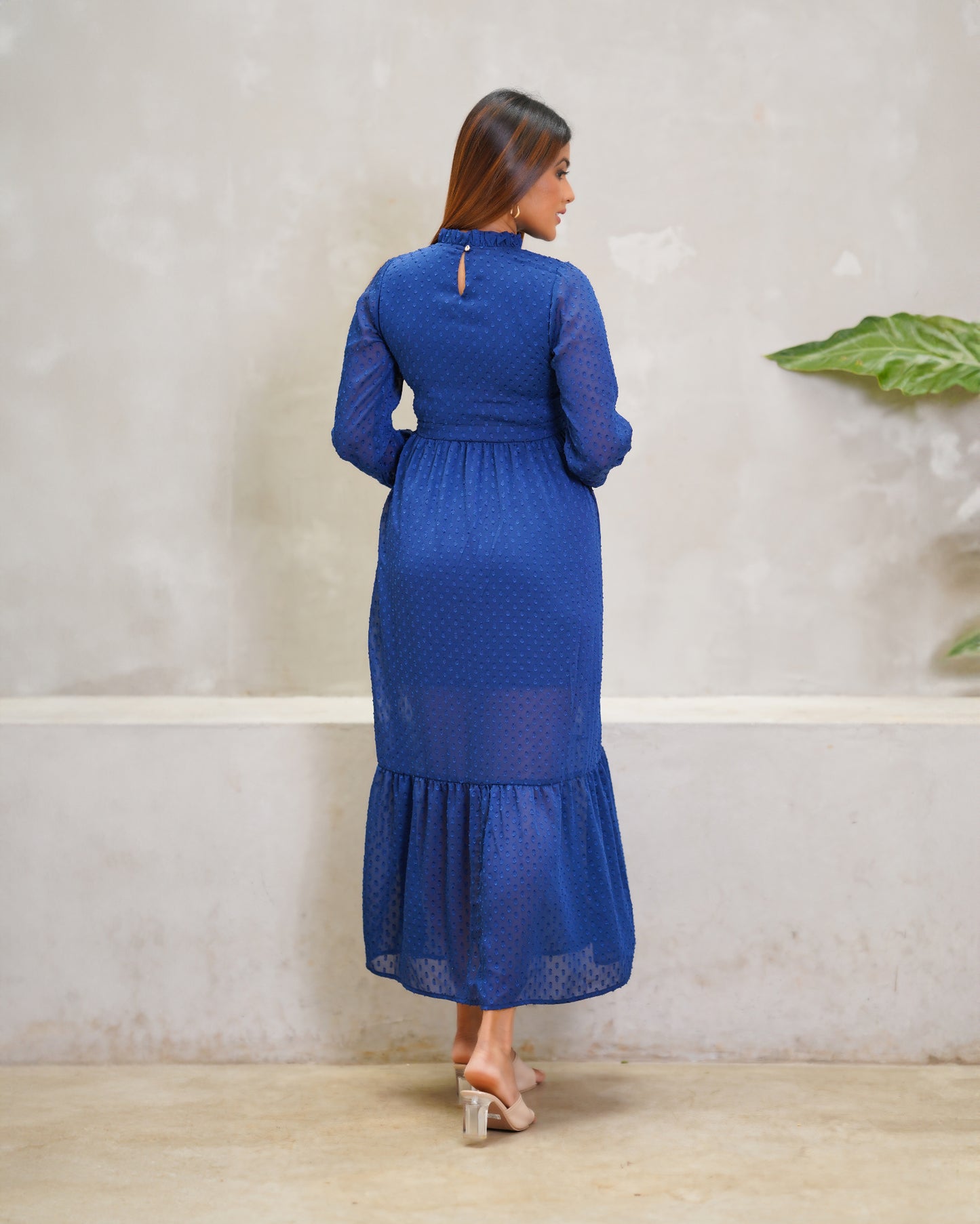 Swiss Dot Long Sleeve Maxi Dress